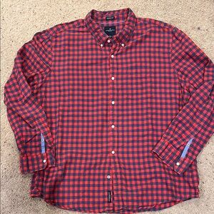 American Eagle Outfitters Red and Blue Plaid Men's Shirt